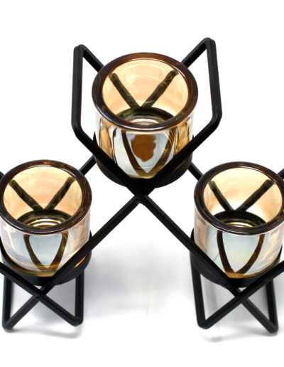 Centrepiece Iron Votive Candle Holder - 3 Cup Triangle