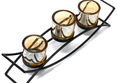 Centrepiece Iron Votive Candle Holder - 3 Cup Silluethe