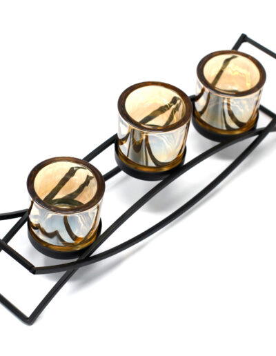 Centrepiece Iron Votive Candle Holder - 3 Cup Silluethe