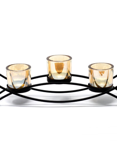 Centrepiece Iron Votive Candle Holder - 3 Cup Silluethe