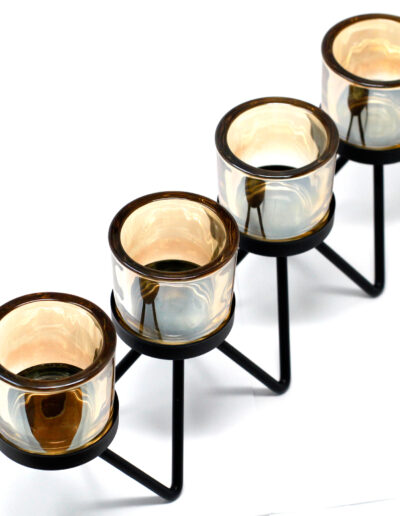 Centrepiece Iron Votive Candle Holder - 4 Cup Zig Zag