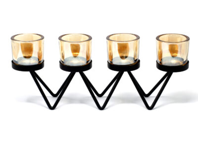 Centrepiece Iron Votive Candle Holder - 4 Cup Zig Zag