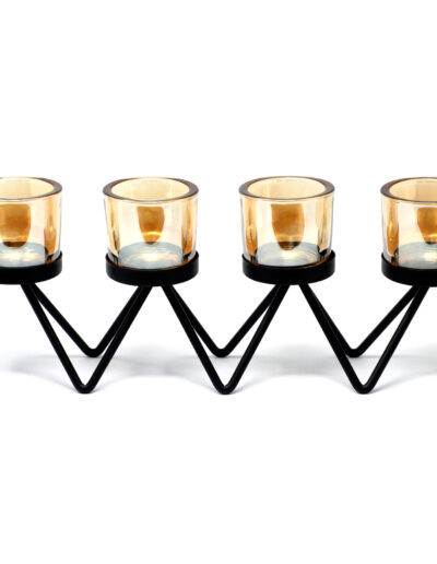 Centrepiece Iron Votive Candle Holder - 4 Cup Zig Zag