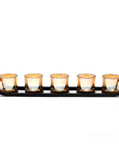Centrepiece Iron Votive Candle Holder - 5 Cup Ledge