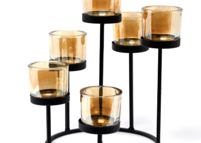 Centrepiece Iron Votive Candle Holder - 6 Cup Circle Tree