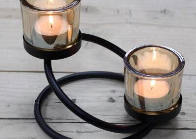 Centrepiece Iron Votive Candle Holder - 2 Cup Double Step