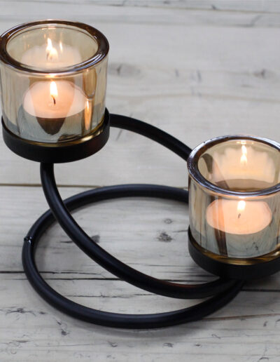 Centrepiece Iron Votive Candle Holder - 2 Cup Double Step