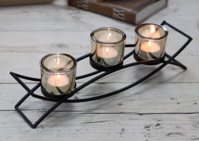 Centrepiece Iron Votive Candle Holder - 3 Cup Silluethe