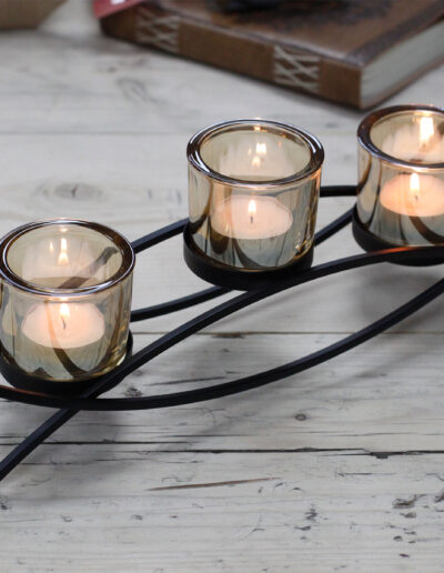 Centrepiece Iron Votive Candle Holder - 3 Cup Silluethe