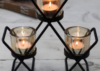 Centrepiece Iron Votive Candle Holder - 3 Cup Triangle