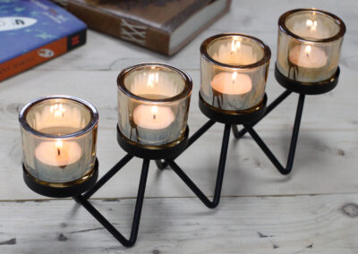 Centrepiece Iron Votive Candle Holder - 4 Cup Zig Zag