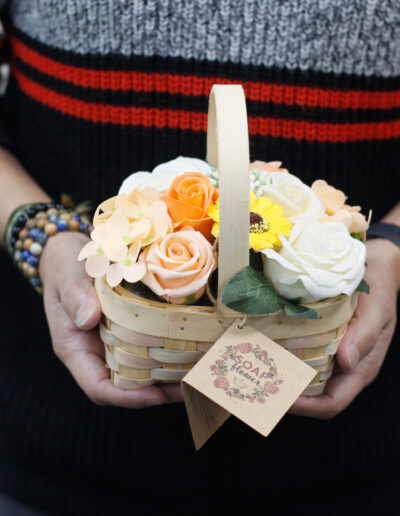 Medium Pink Bouquet in Wicker Basket