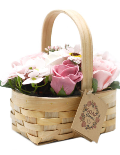 Medium Pink Bouquet in Wicker Basket