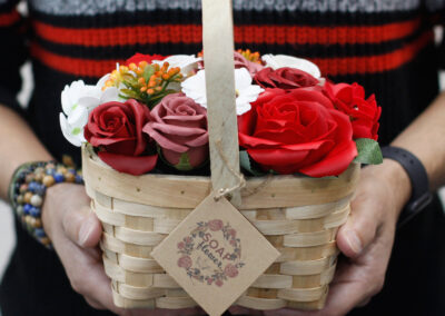 Large Red Bouquet in Wicker Basket