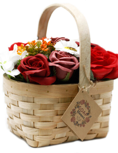 Large Red Bouquet in Wicker Basket