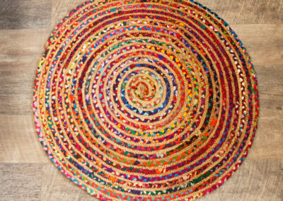 Round Jute and Recycled Cotton Rug - 90 cm