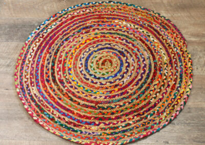 Round Jute and Recycled Cotton Rug - 90 cm