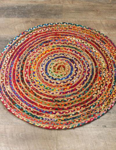 Round Jute and Recycled Cotton Rug - 90 cm