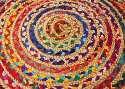 Round Jute and Recycled Cotton Rug - 120 cm