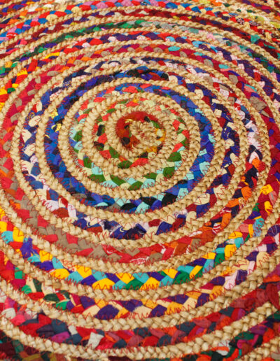 Round Jute and Recycled Cotton Rug - 120 cm