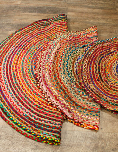 Round Jute and Recycled Cotton Rug - 90 cm