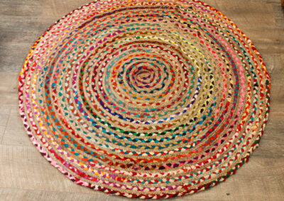 Round Jute and Recycled Cotton Rug - 120 cm