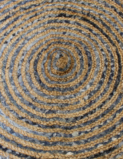 Round Jute and Recycle Denim Rug - 90 cm