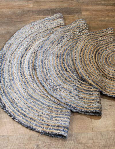 Round Jute and Recycle Denim Rug - 90 cm