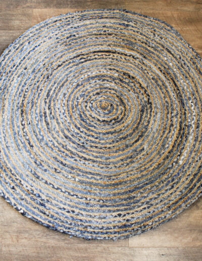 Round Jute and Recycle Denim Rug - 150 cm