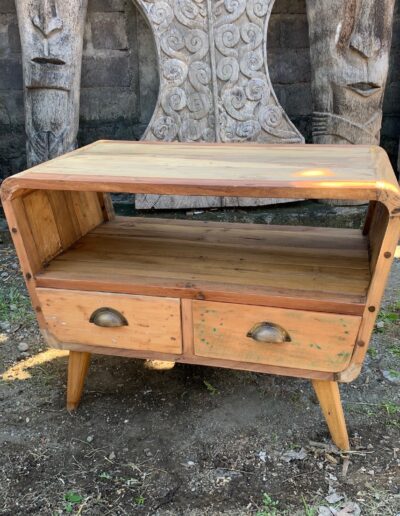 Small TV Stand with 2 Draws Round - Recycled Wood