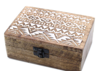 White Washed Wooden Box – 6×4 Slavic Design