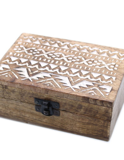 White Washed Wooden Box – 6×4 Slavic Design