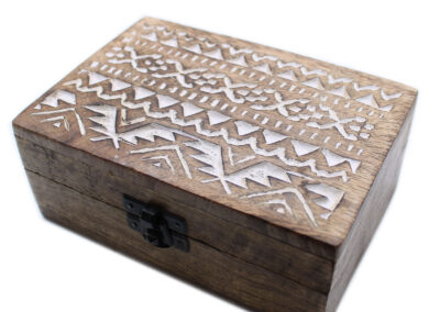 White Washed Wooden Box – 6×4 Slavic Design