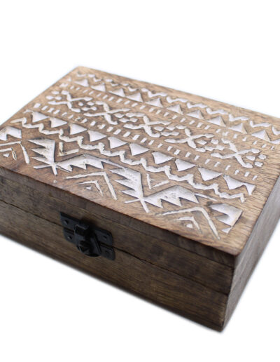 White Washed Wooden Box – 6×4 Slavic Design