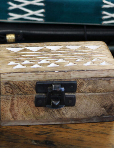 White Washed Wooden Box – Pill Box Aztec Design