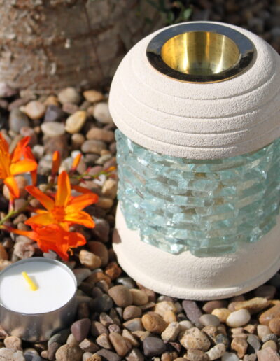 Stone Oil Burner - Round Glass Brick