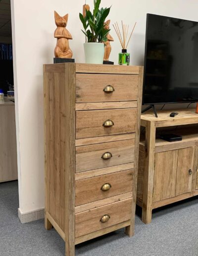 Tall set of 5 Draws - Recycled Wood