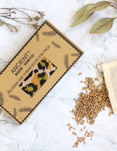 Lavender Natural Cotton and Juco Eye Pillow in Gift Box - Night Leopard