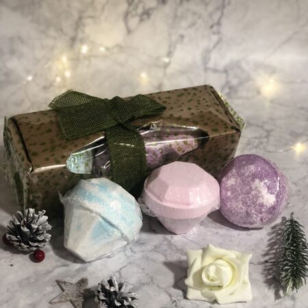 Set Of 3 Gemstone Bath Bombs Gift Pack Mix 1