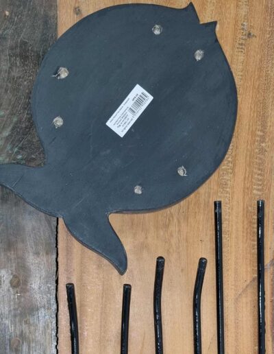 Albasia Wood Plant Stand - Terracotta & black detail