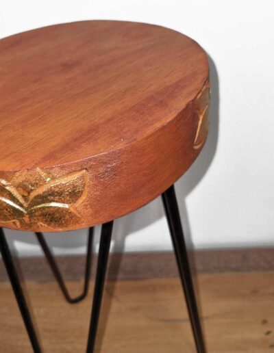 Albasia Wood Plant Stand - Terracotta & black detail