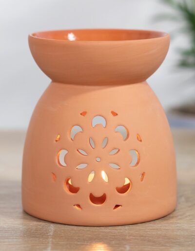 Floral Cutout Terracotta Effect Oil Burner