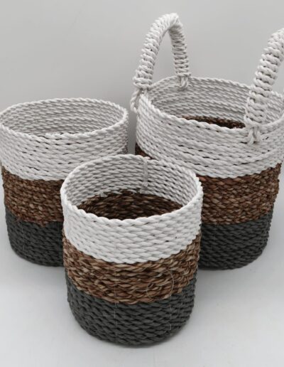 Seagrass Basket Set - Grey / Natural / White