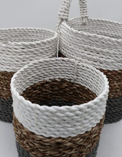 Seagrass Basket Set - Grey / Natural / White