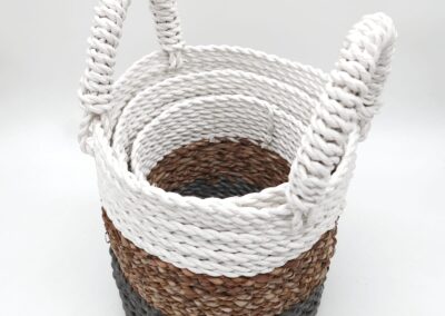 Seagrass Basket Set - Grey / Natural / White