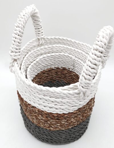 Seagrass Basket Set - Grey / Natural / White