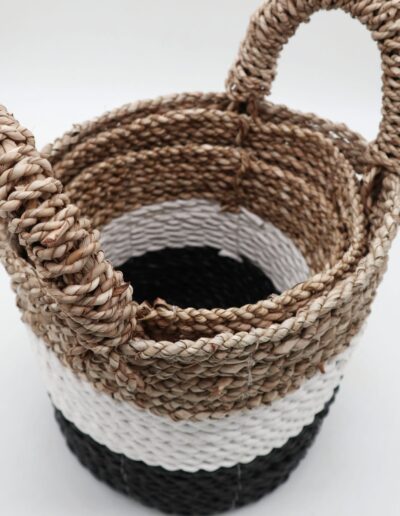 Seagrass Basket Set - Dark Grey / White / Natural