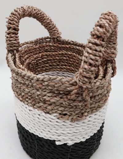 Seagrass Basket Set - Dark Grey / White / Natural