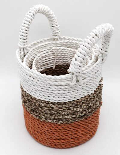 Seagrass Basket Set - Orange / Natural / White