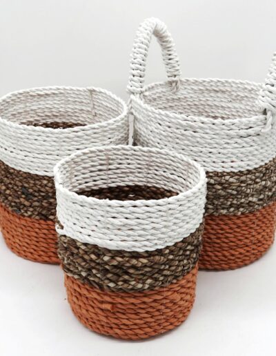 Seagrass Basket Set - Orange / Natural / White